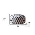 thumbnail image 3 of HomeRoots 24" Blue And White Canvas Round Polka Dots Pouf Cover, 3 of 6