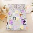 thumbnail image 4 of Castle Fairy Mid Century Floating Square Queen Sheets 4 Pieces,Abstract Hollow Frame Queen Sheet Sets,Lavender Pink Gray,1 Flat Sheet, 1 Fitted Sheet and 2 Pillowcases, 4 of 7