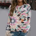 thumbnail image 1 of Qiopertar Mode Femmes Imprimé Col Rond Pull Tops Manches Longues Blouse Confortable Chandail en Molleton Offres de la Semaine Liquidation Moins de 5$ jusqu'à 90 % de Réduction, 1 of 5
