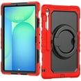 thumbnail image 3 of for Samsung Galaxy Tab S10 FE Plus 2025 Kids Case Heavy Duty Rugged Shockproof Silicone Hybrid Protective Case Cover Rotating Ring Stand Hand Grip+Pencil Holder+Screen Protector, Red+Black, 3 of 6