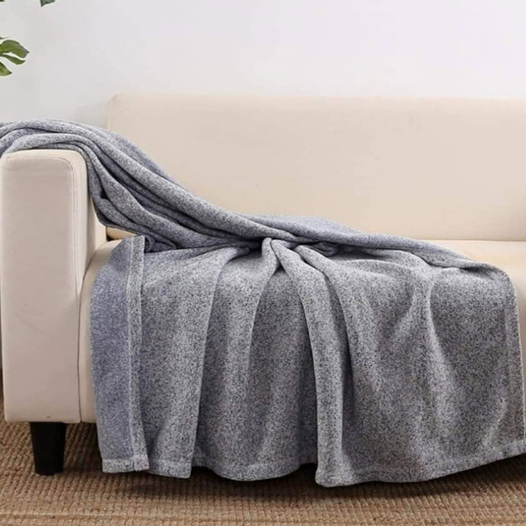 Machine Washable Breathable Gray Blanket for Sofa Bed Camping and Living Space