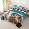 thumbnail image 3 of Manfei Summer Beach Cat Quilt King, Alpaca Animal King Coverlet Set, Blue Orange, 3-Piece, 1 Bedspread and 2 Pillowcases, 3 of 7