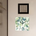 thumbnail image 3 of 12 Inch Wall Clock Battery Operated Square Clock Decorative for Office, Kitchen, Outdoor, Living Room，Green Leaves and Floral Illustration, 3 of 4