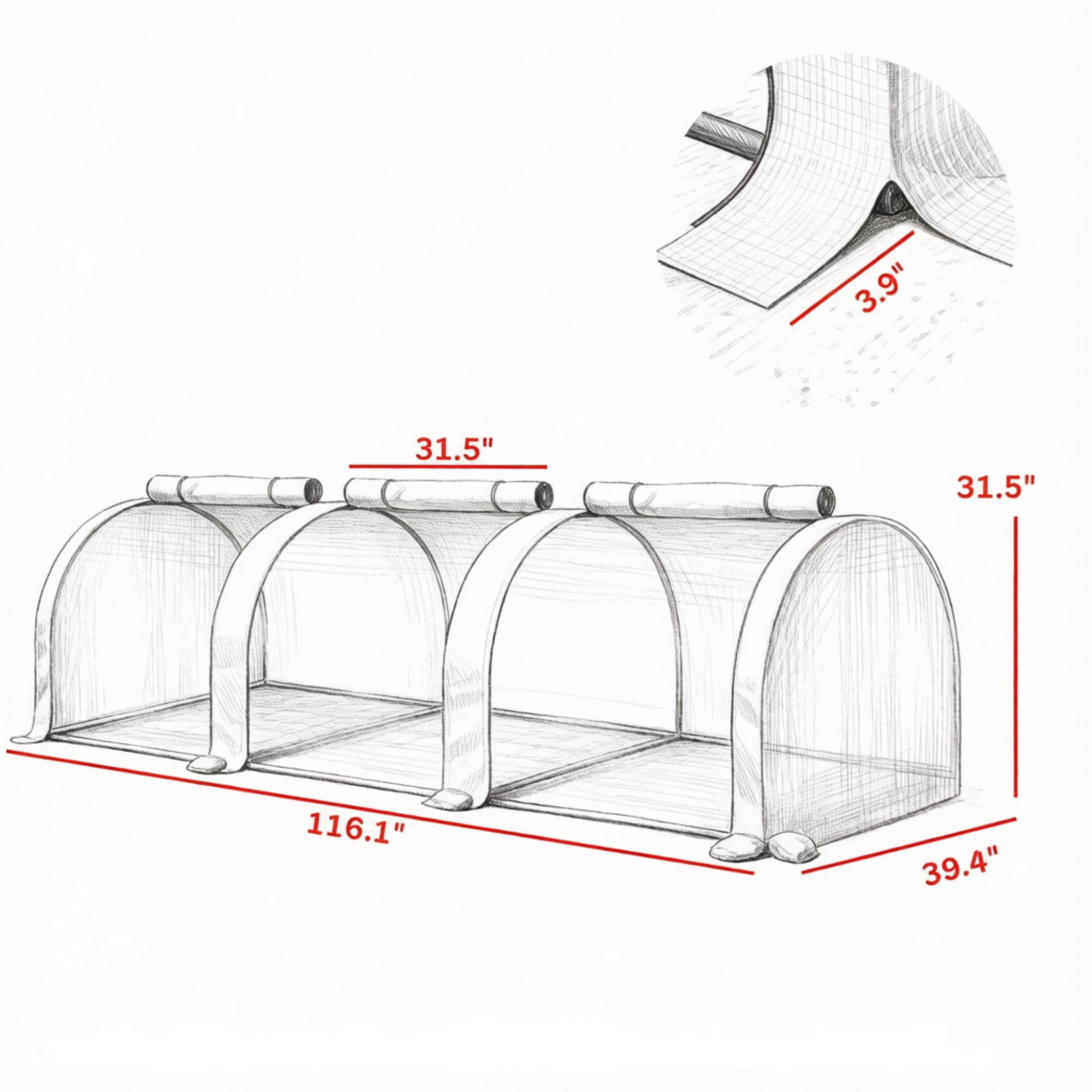 Mini Tunnel Greenhouse, Portable Outdoor Garden Structure, 3 Zipper Doors, Water/UV Resistant PE Cover, White 9.7' x 3' x 2.5'