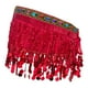 thumbnail image 5 of Pañuelo de cadera para danza del vientre con cinturón de borlas y falda pareo con lentejuelas, cadena para la cintura, para Rojo, 5 of 9
