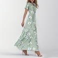 thumbnail image 3 of TQWQT Women's Plus Size Floral Dresses Casual Long Spring Dress Short Sleeve V Neck Chiffon Dresses Boho Summer Tiered Dress Mint Green M, 3 of 5