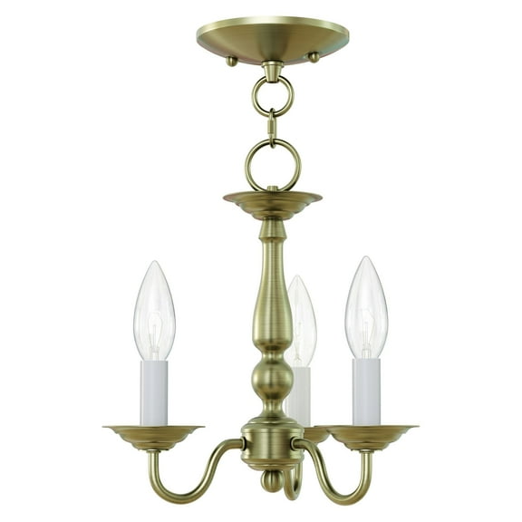 Livex Lighting Williamsburgh 3 Light Antique Brass Chain Hang/Ceiling Mount