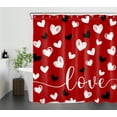 thumbnail image 2 of HVEST Red Valentines Day Shower Curtain, Romantic Sweet Love Heart Shower Curtain - Valentine's Day Bathroom Decor, Waterproof Polyester Fabric, Includes 12 Hooks, 72x72 Inches, 2 of 7