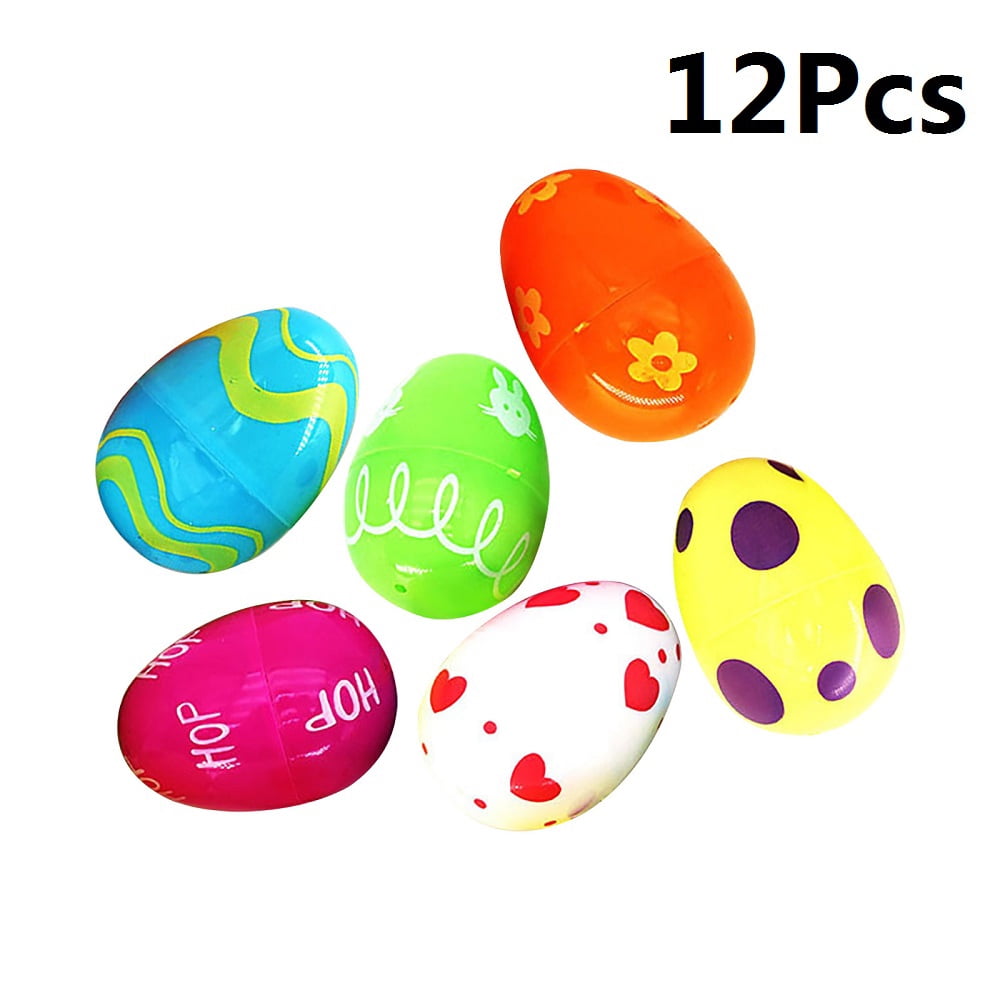 YEAHBEER 72 Pcs Plastic Printed Bright Easter Eggs-Colorful Printed Eggs Easter Hunt Basket Stuffers Fillers,Filling Treats and Party Favor