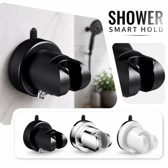 Adjustable Shower Head Holder, Universal Wall Mount Bracket for Handheld Shower Head, Strong Adhesive Shower Wand Holder, No Drilling Bathroom Accessories, 1Pack Black