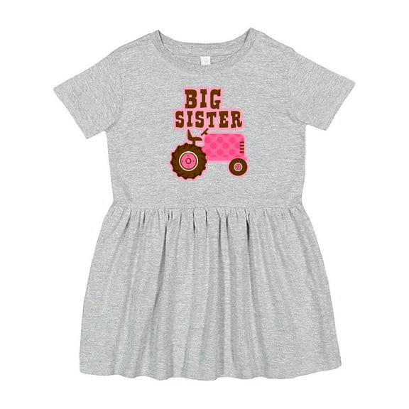 Inktastic Pink Tractor Big Sister Girls Toddler Dress