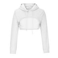 thumbnail image 3 of Black & Friday Deals Usmixi Womens Sweatshirt Womens Cropped Hoodies Going out Club Fashion Drawstring Short Pullover Hooded Sweatshirt Winter Casual Solid Hooded Long Sleeve Blouses Weekly Deals, 3 of 5