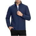 thumbnail image 2 of Fmbrln Men's Zip Up Softshell Jacket Stand Collar Casual Outerwear Long Sleeve Solid Color Coat with Pockets, 2 of 6