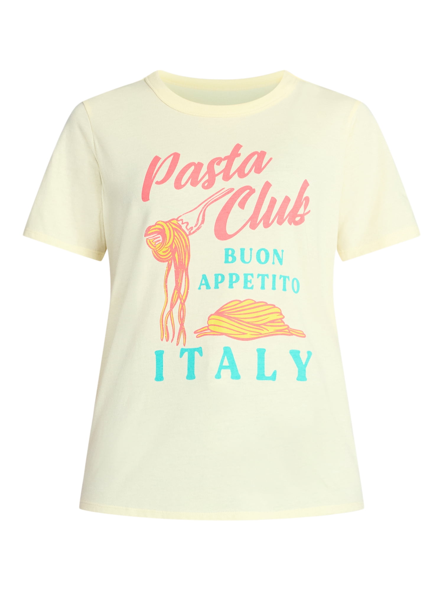 Pasta Club Women's Graphic Everyday Tee with Short Sleeves, Sizes XXS-XXL