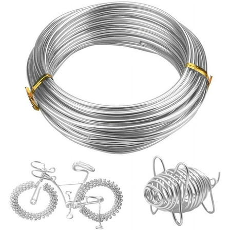 BUZIFU 1 Roll 32.8 Feet（3 mm）Aluminum Craft Wire Silver Aluminum Wire Bendable Metal Sculpting Wire Artistic Beading Wire for Jewelry Making Crafts Beading Floral and Sculpture - 3mm x 10M