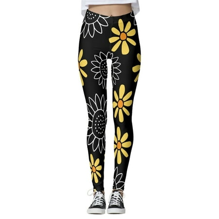

ZIZOCWA Plus Size Leggings for Women Women Casual Sunflower Print Tights Leggings Control Yoga Sport Leggings for Women High Waisted Leggings Sunflower Leggings Outfit Women Plus Size Maternity Work