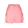 thumbnail image 4 of IROINNID Discount Shorts for Women Straight Barrel High Waist Solid Pocket Work Shorts,Pink, 4 of 6