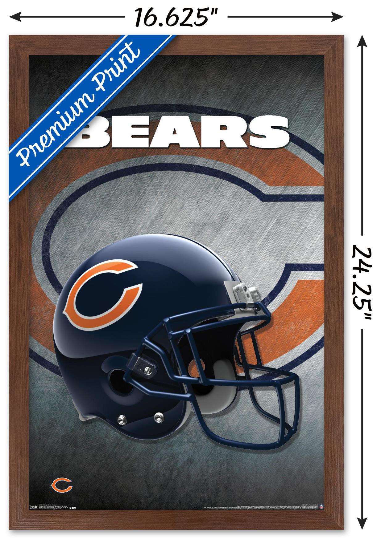 NFL Chicago Bears - Helmet 16 Wall Poster, 14.725" x 22.375", Framed