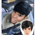 thumbnail image 1 of Peluca de Cabello Corto Femenina Esponjosa Moldeadora Del Rostro Cabello Corto Rizado Peluca de Fibra Química Negra, 1 of 7