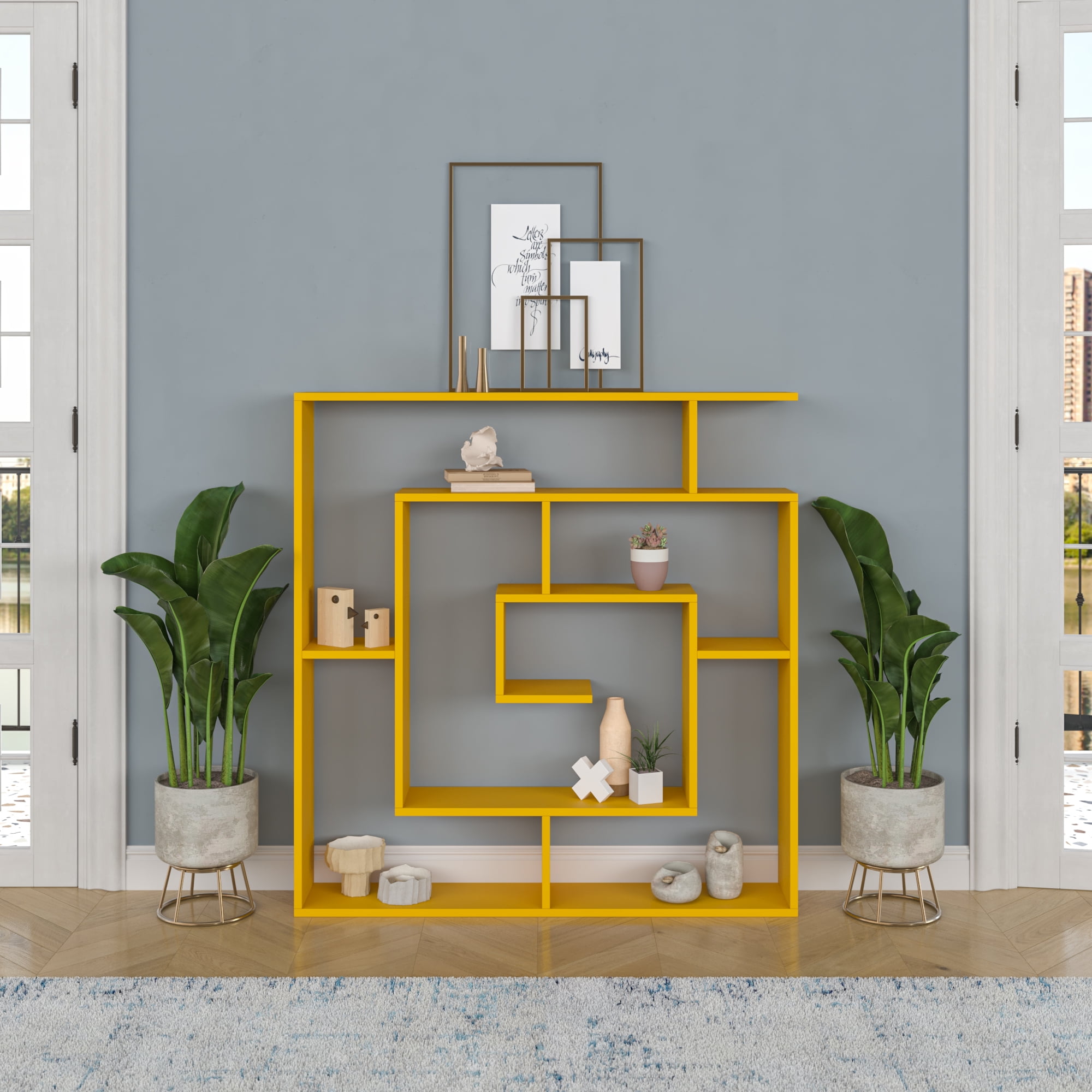 Ada Home Decor Furniture 4 Tier Open Shelf Mustard Briscoe Modern