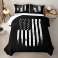 thumbnail image 2 of Manfei Vintage American Flag Twin Quilt Set,White Black Twin Coverlet Set,2-Piece, 2 of 7