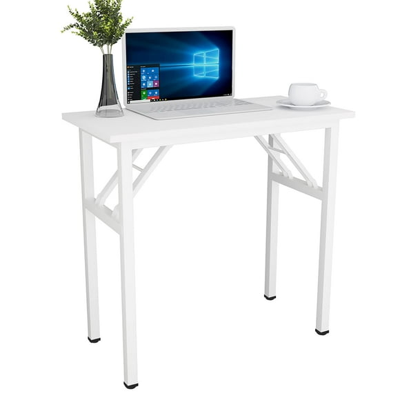 Need Small Computer Desk 31.5 inches Folding Table No Assembly Sturdy Small Writing Desk Folding Desk for Small Spaces, White