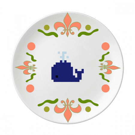 

Summer Sail Blue Whale Pixel Flower Ceramics Plate Tableware Dinner Dish