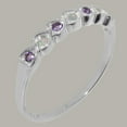 thumbnail image 2 of LBG British Made 14k White Gold Natural Opal & Amethyst Womens Eternity Ring - 33 size options - Size 11.5, 2 of 9