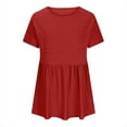 thumbnail image 4 of Scyoekwg Plus Size Tops for Women Crewneck Pleated Eyelet Tunic Shirts Loose Casual Ladies Tops Trendy Solid Color Summer Short Sleeve T Shirts Blouses (Red,XXXL), 4 of 7