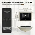 thumbnail image 6 of DV-1U306B DeerValley Ursa Undermount Bathroom Sink 18" X 13" Rectangular Vitreous China with Overflow, 6 of 14