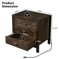 thumbnail image 3 of Hassch Vintage Wood Storage Nightstand with 3 Drawers and Hidden Charging Station on Top Drawer, Dark Brown, 24"L x 17"W x 23.6"H, 3 of 8