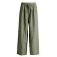 thumbnail image 6 of Dresfit Linen Pants Mens Lounge Wide Leg Pants 2026 Summer Straight Leg Drawstring Pant with Back Pockets Elastic Waist Open Bottom Lightweight Vacation Loungewear Army Green 3XL, 6 of 8