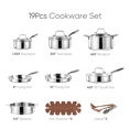 thumbnail image 3 of Carote 19-Piece Tri-Ply Stainless Steel Cookware Set, Induction Compatible and Oven Safe, Silver Handle, 3 of 8