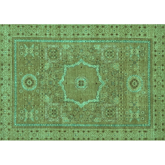 Ahgly Company Indoor Rectangle Abstract Turquoise Blue Modern Area Rugs, 6' x 9'