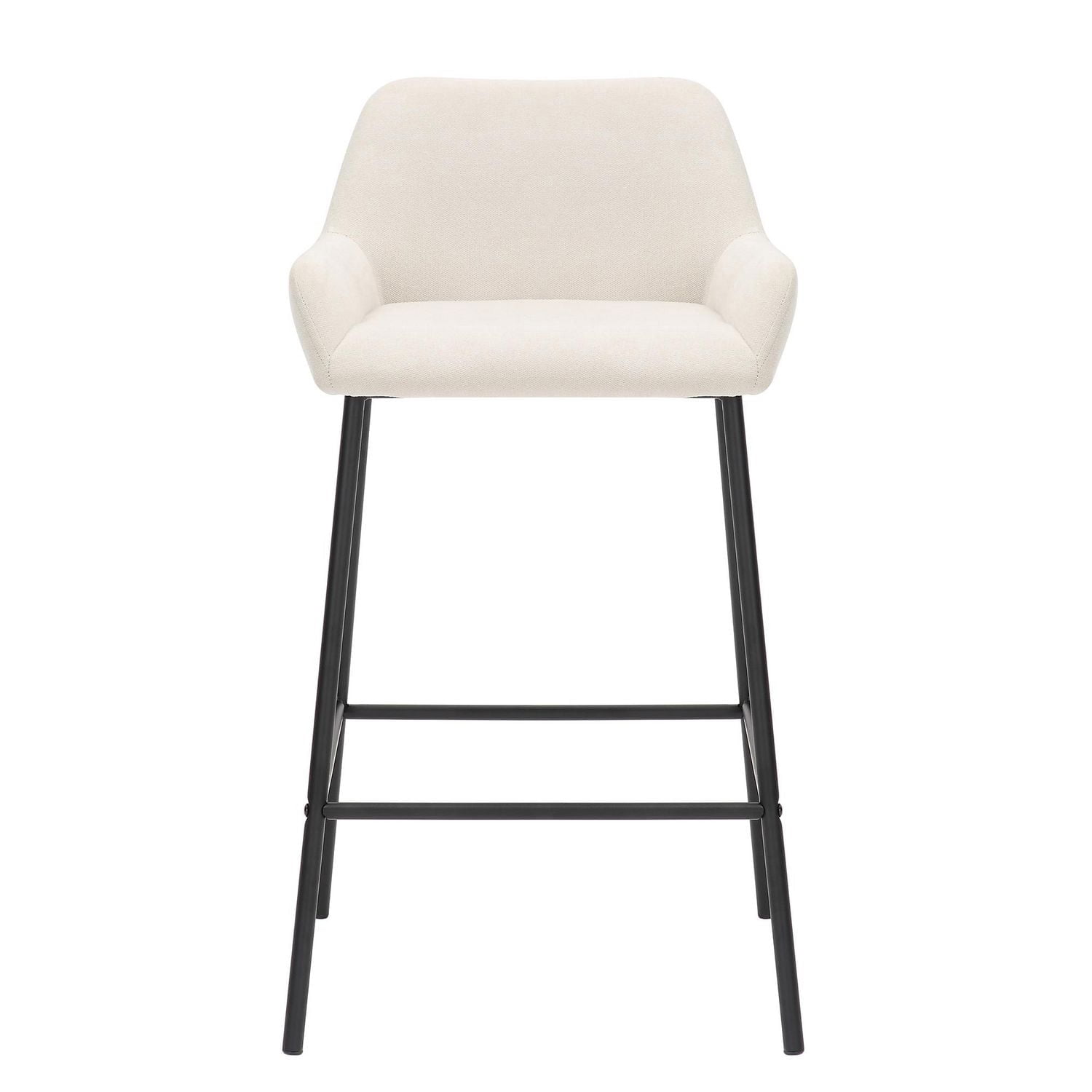 Tabouret de Comptoir, 26 po, Jeu de 2 Moderne en Velours et Métal - Gris et Noir