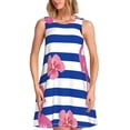 thumbnail image 1 of Vsdgher Robe d'Été Imprimé Flamant Rose pour Femmes Décontractée Col en U Robe de Plage Sans Manches Robe Débardeur Ample avec Poche, 1 of 7