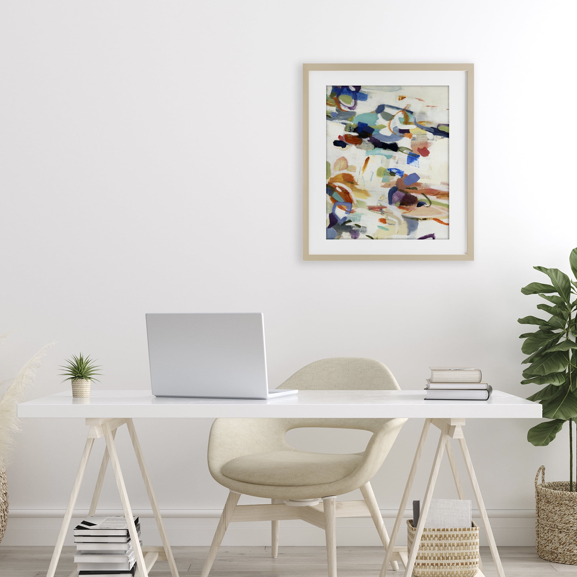 Stupell Industries Flowing Stippled Brushstrokes Birch Framed Print Under Glass, design by Lisa Ridgers