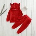 thumbnail image 3 of FINALGANG Girls Toddler Two Piece Velour Outfit Wing Decor Hooded Long Sleeve Sweatshirt Elastic Waisted Jogger Pants For Daily Casual Outdoor Wear Fashionable Set, 3 of 3