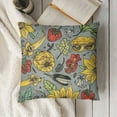thumbnail image 3 of Grunge Throw Pillow Cushion Case, Various Skull Omelet Watermelon Onion Mushroom Cooking Eye Banana Food Illustration, Decorative Square Accent Pillow Cover,Multicolor, 3 of 5