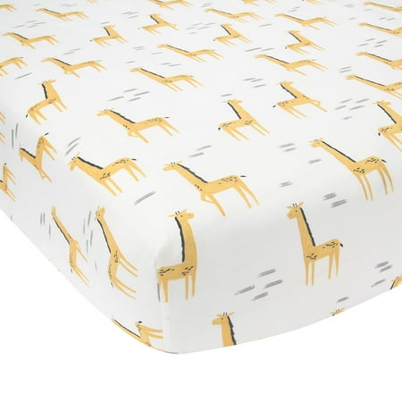 UPC: 0084122013155 | Lambs & Ivy Signature Giraffe Organic Cotton Fitted Crib Sheet – White/Yellow