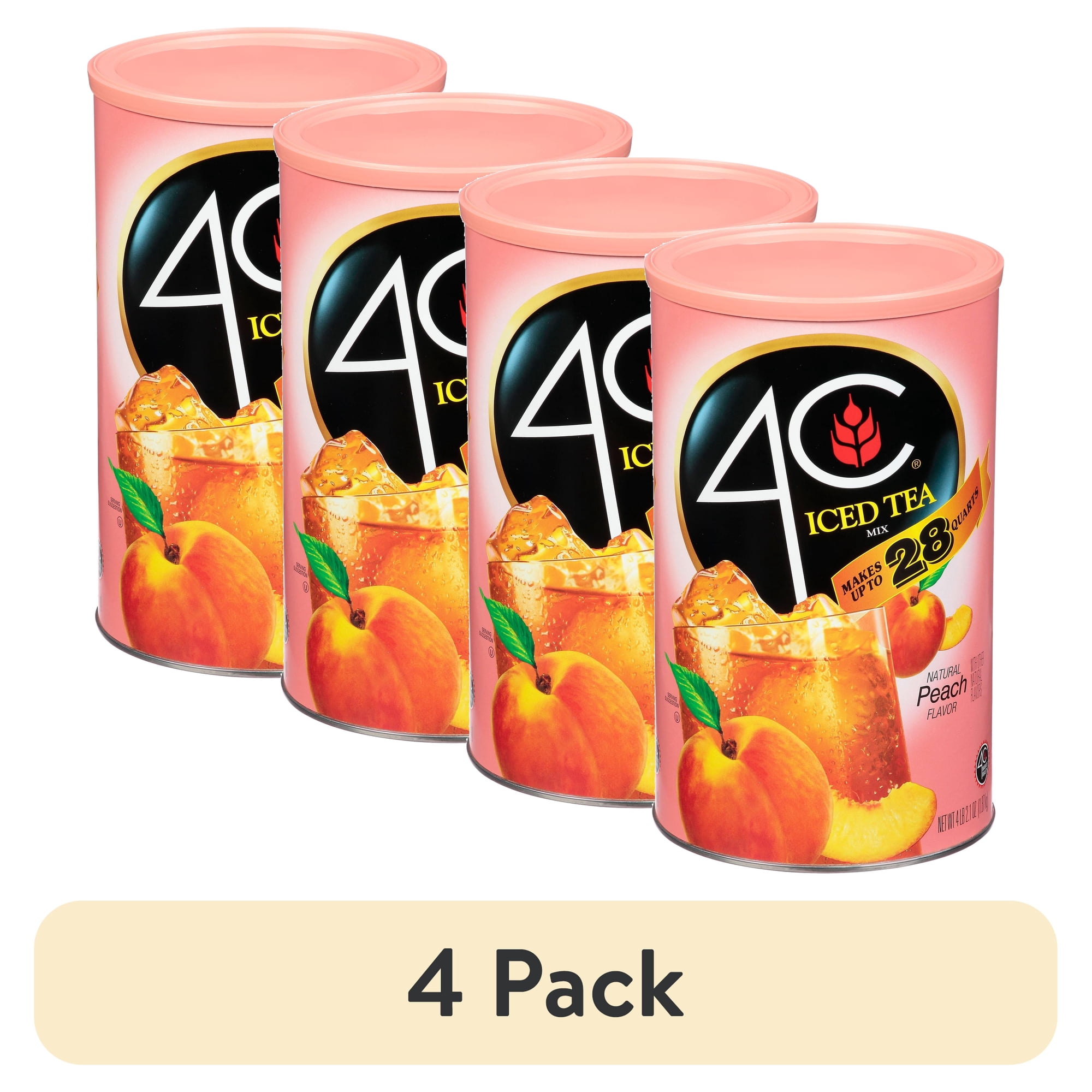 (4 pack) 4C Natural Peach Iced Tea Mix, 66.1 oz (4lbs 2.1oz)
