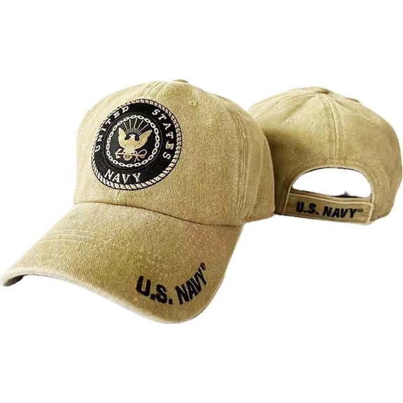 US Navy BIEGE SUBDUED KHAKI Emblem Military HAT CAP LICENSED