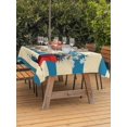 thumbnail image 3 of Outdoor Tablecloths with Umbrella Hole & Zipper, Beige Blue Striped Daisy 54x80 Inch Tablecloth Rectangle, Farmhouse Vintage Flowers Waterproof Table Cloth, Patio/Pool/Picnic Table Covers, 3 of 8