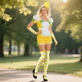 thumbnail image 3 of WoWstyle Yellowish-White Thigh High Socks for Women Over The Knee Stockings Striped Cocks Extra Long Cosplay Costumes Accessories, 3 of 7