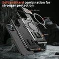 thumbnail image 3 of for iPhone 14 Case with Metal Camera Cover Bracket, [Compatible with MagSafe] [Built-in Kickstand] [Military-Grade Protection] Heavy Duty Magnetic Case for iPhone 14, Black, 3 of 6