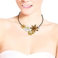 thumbnail image 4 of Wild Flower Bouquet Mother of Pearl and Yellow Agate Choker Wrap Necklace, 4 of 5