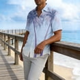 thumbnail image 4 of Cllios Men's Hawaiian Shirt Summer Tropical Print Holiday Tops Loose Fit Cuban Collared Short Sleeve T-shirts Casual Button Down Bowling Shirts XS-5XL, 4 of 5