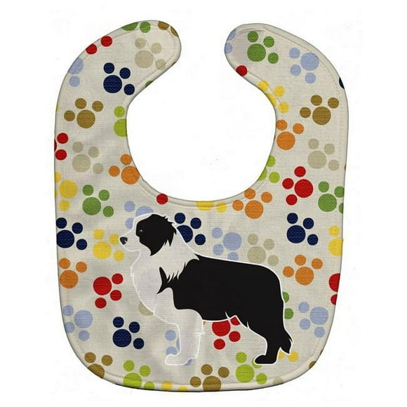 Carolines Treasures BB6328BIB Black Border Collie Pawprints Baby Bib