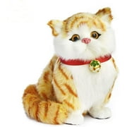 Small Simulation Tabby cat Plush Lifelike Kitty Toys for Kids, Cute Realistic Fluffy Orange Animal Ornaments That Look Real with Voice