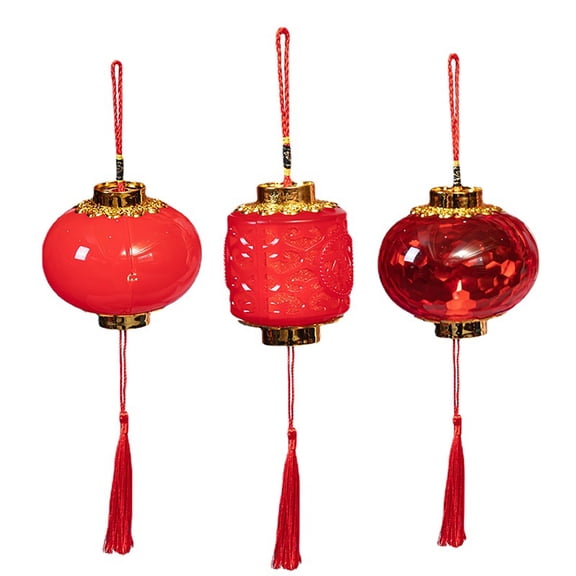 Dengjunhu 2Pcs LED Portable Luminous Lantern Chinese Festive Lantern Decorative Luminous Chinese Retro Style Portable Lantern Lamp with Tassel for Kids